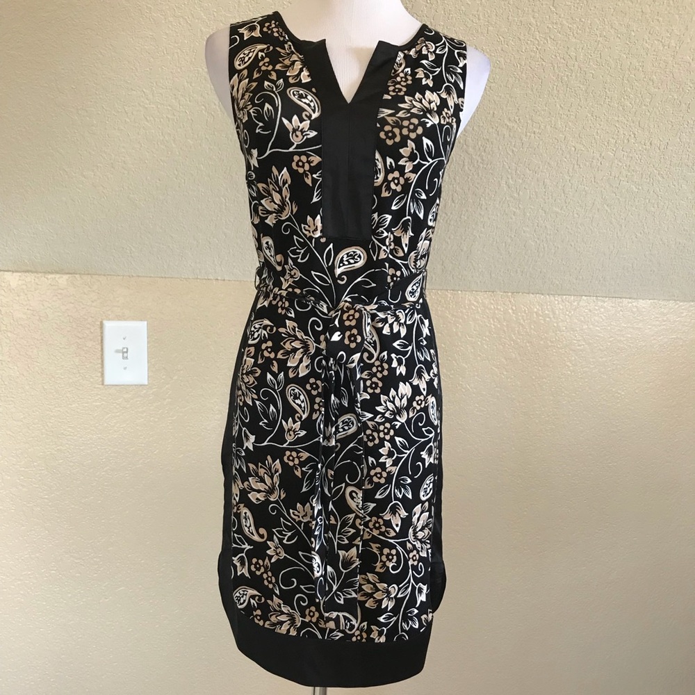 NWT, Ann Taylor, Tan & Black Sleeveless Dress!
